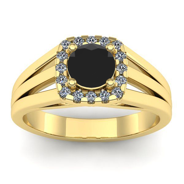 Inel de logodna cu diamant negru rotund