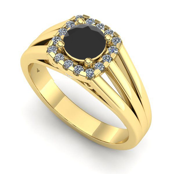 Inel logodna din aur galben cu diamant negru