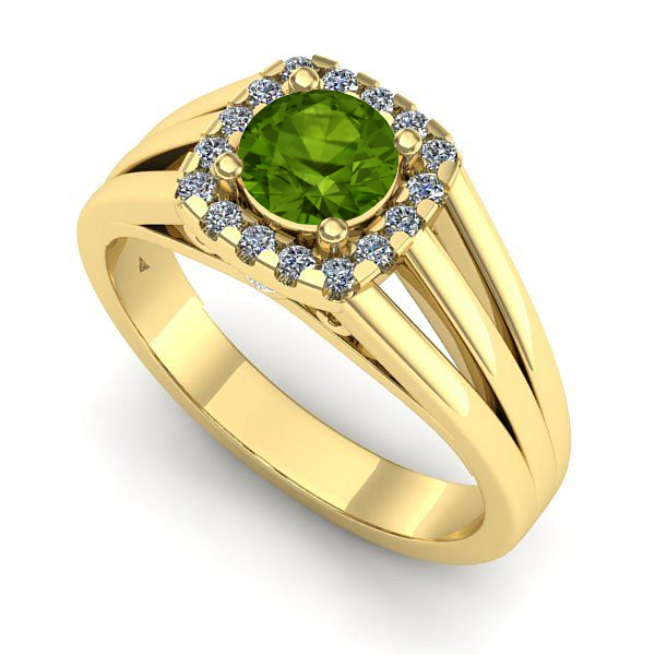 Inel logodna din aur galben cu peridot