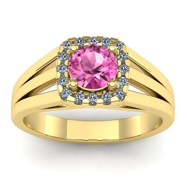 Inel de logodna cu safir roz rotund