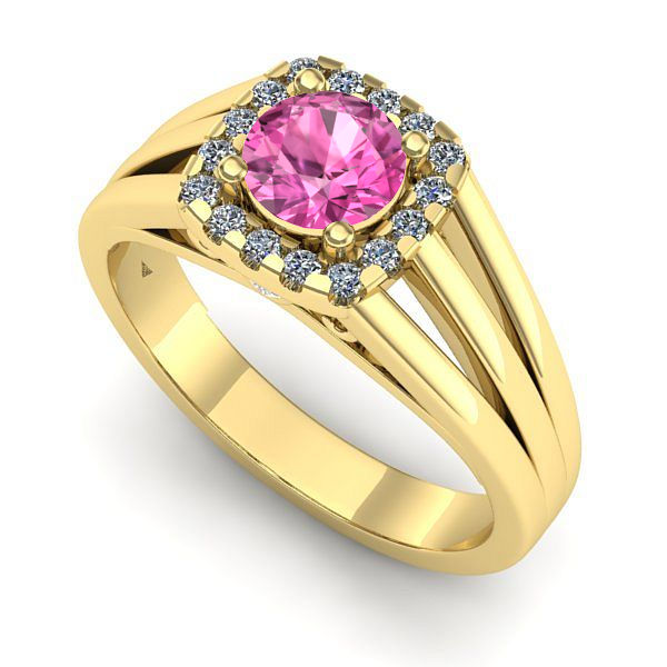 Inel de logodna din aur galben cu safir roz