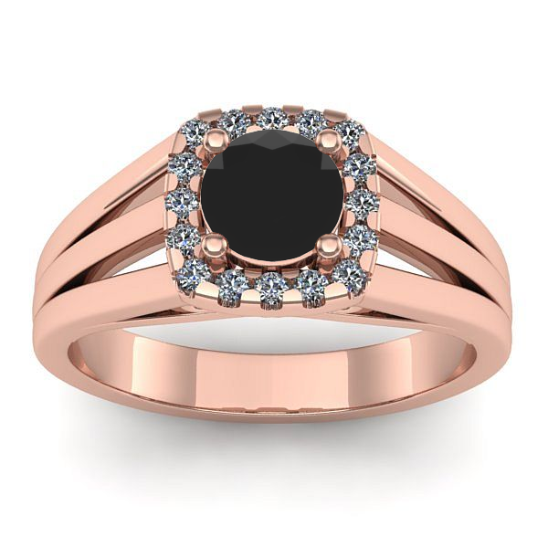 Inel de logodna cu diamant negru rotund