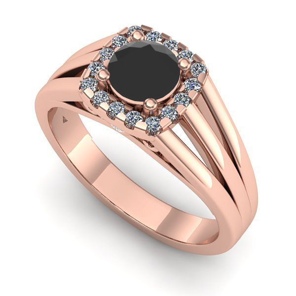 Inel logodna din aur roz cu diamant negru