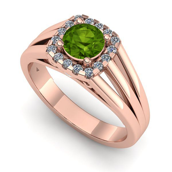 Inel de logodna din aur roz cu peridot