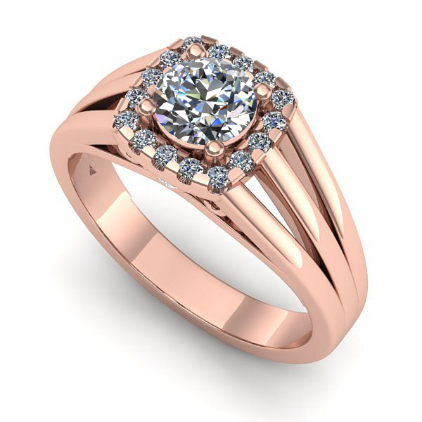 Inel logodna din aur roz cu safir alb