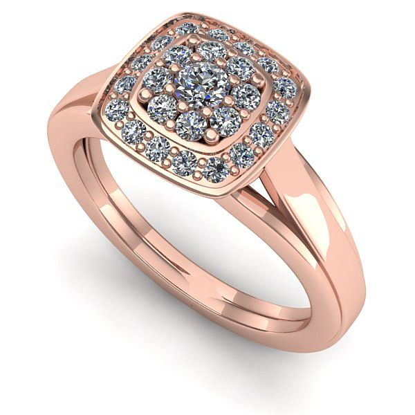 Inel logodna din aur roz cu diamant