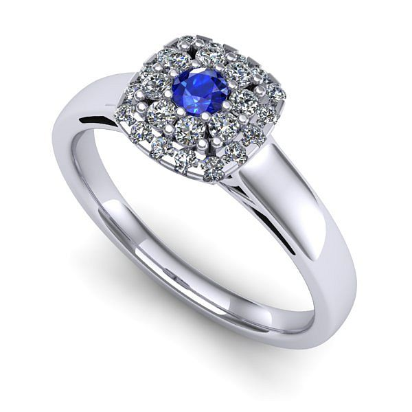 Inel de logodna din aur alb cu safir