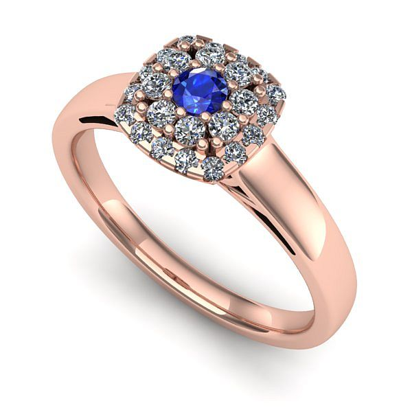 Inel logodna din aur roz cu safir
