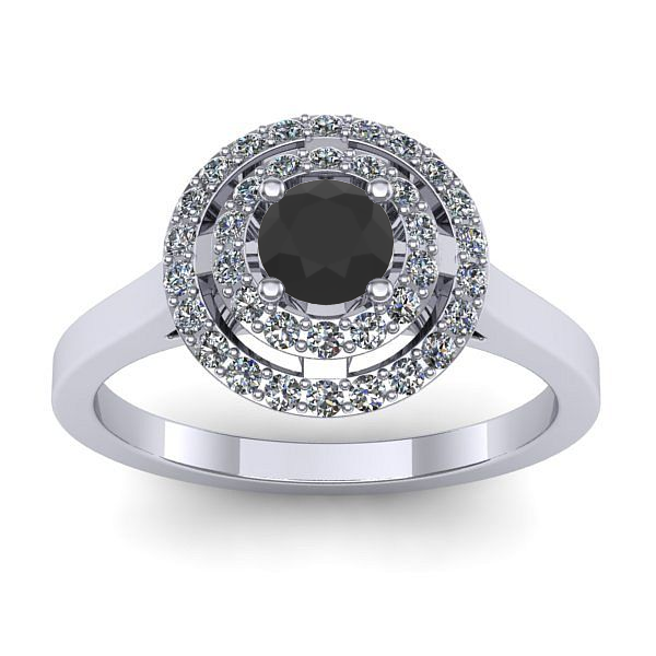 Inel de logodna cu diamant negru rotund