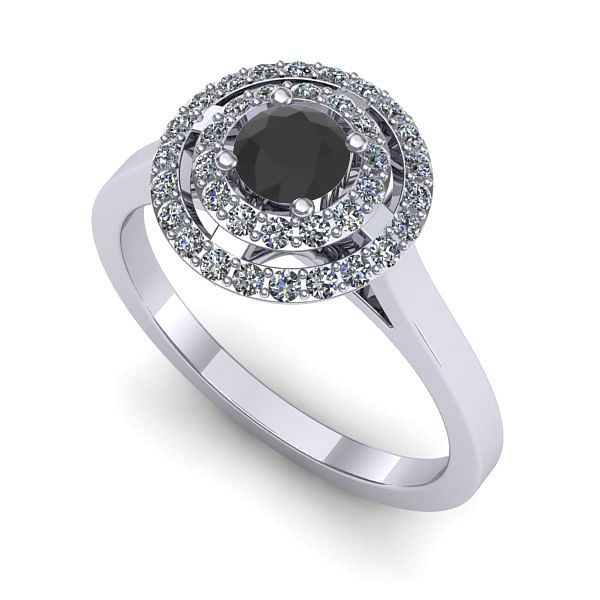 Inel de logodna din aur alb cu diamant negru