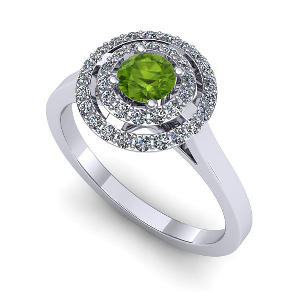 Inel din aur alb cu peridot