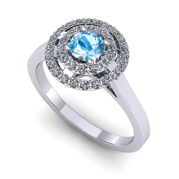 Inel de logodna din aur alb cu topaz blue