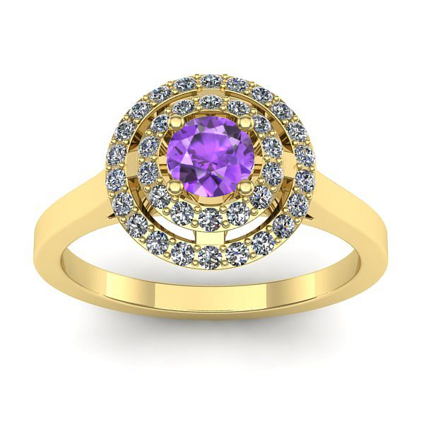 Inel de logodna cu ametist rotund