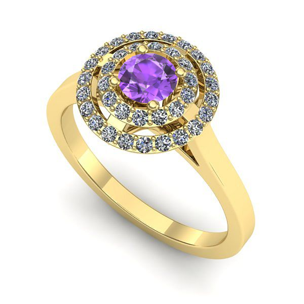 Inel de logodna din aur galben cu ametist