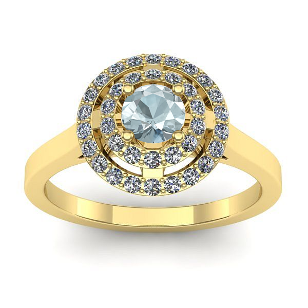 Inel cu aquamarin rotund