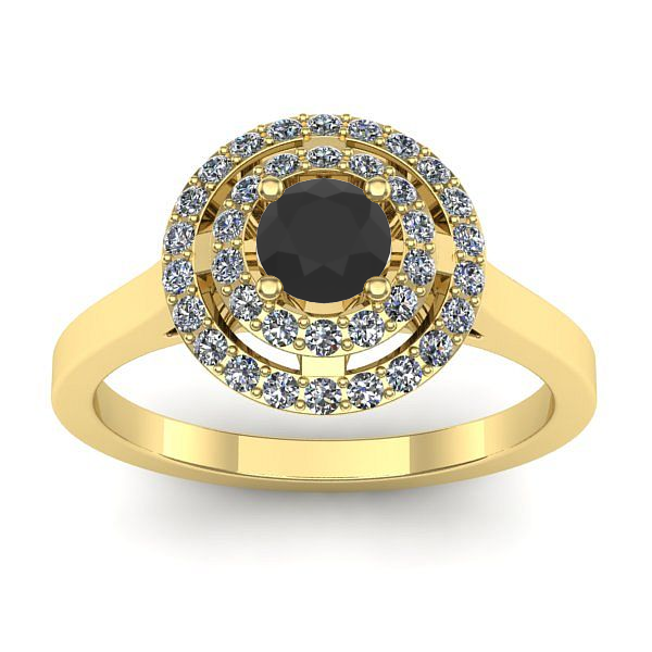 Inel logodna cu diamant negru rotund