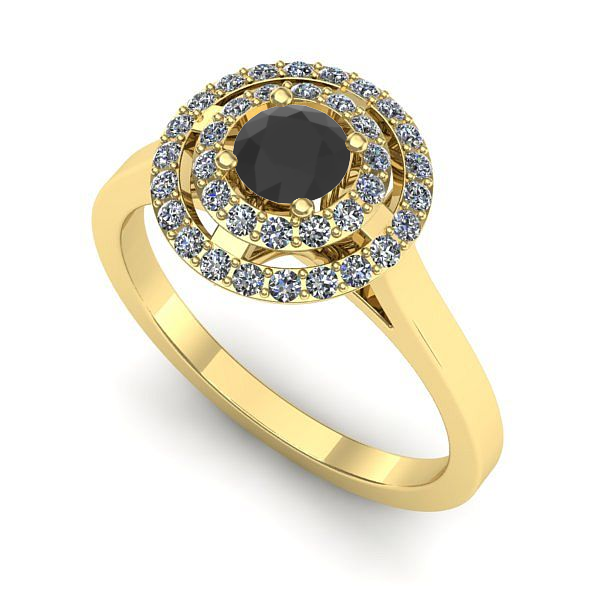 Inel logodna din aur galben cu diamant negru