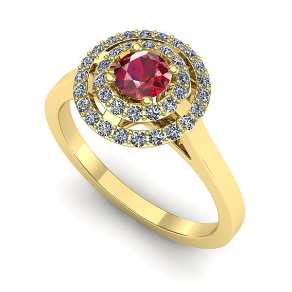 Inel din aur galben cu rubin