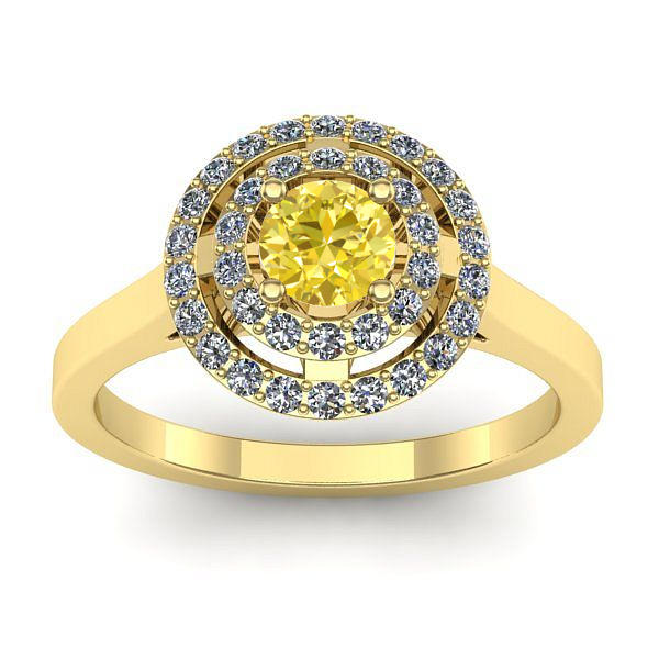 Inel de logodna cu safir galben rotund