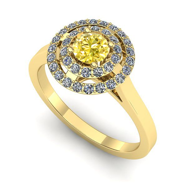 Inel de logodna din aur galben cu safir galben