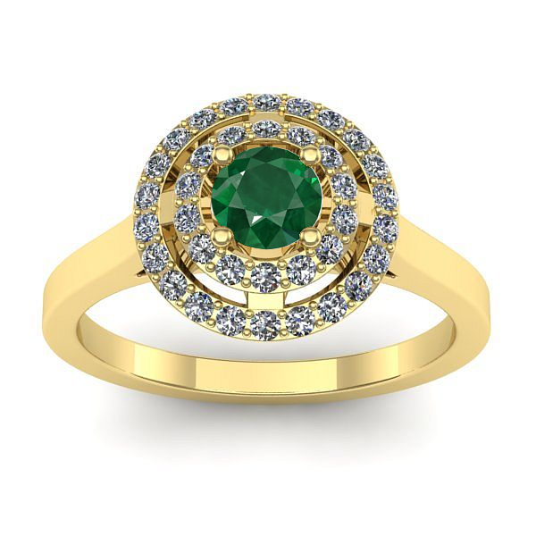 Inel logodna cu smarald rotund