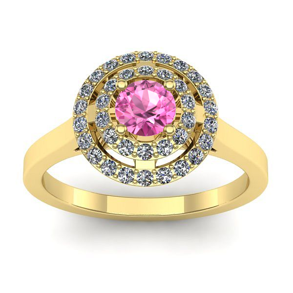 Inel de logodna cu safir roz rotund