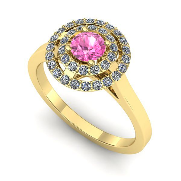 Inel de logodna din aur galben cu safir roz