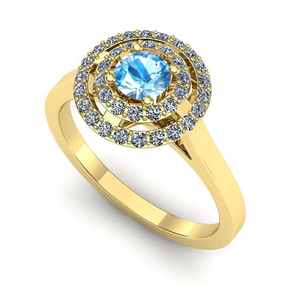 Inel de logodna din aur galben cu topaz blue