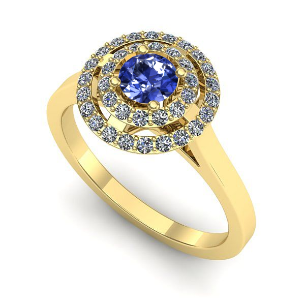 Inel logodna din aur galben cu tanzanit