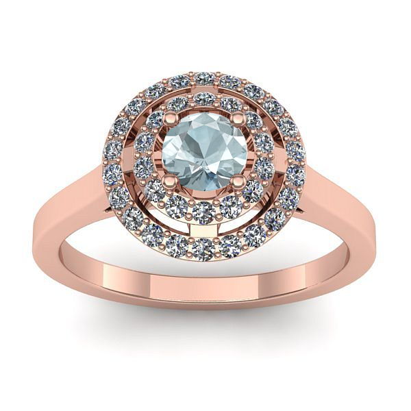 Inel cu aquamarin rotund