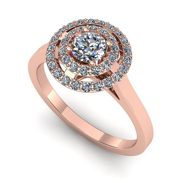 Inel logodna din aur roz cu diamant