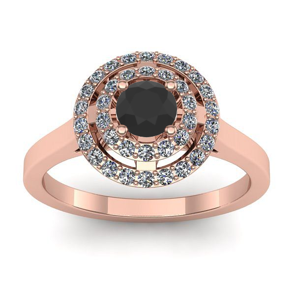 Inel logodna cu diamant negru rotund