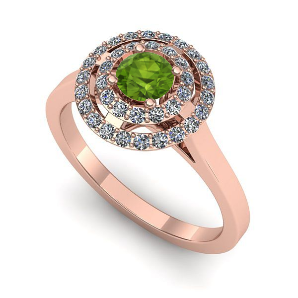 Inel de logodna din aur roz cu peridot