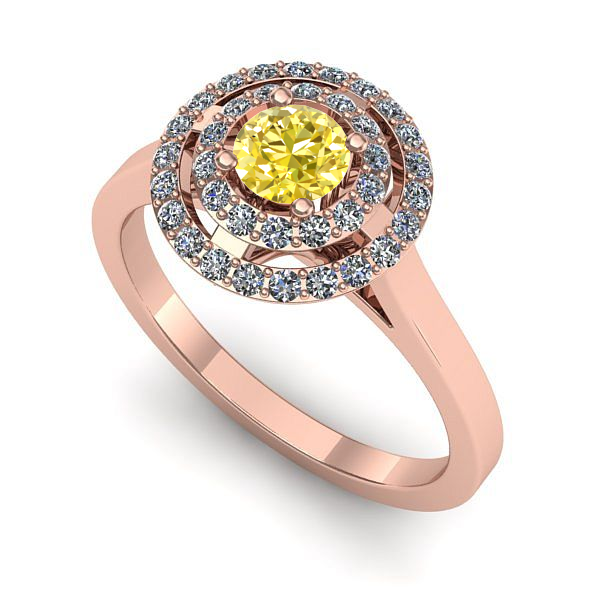 Inel din aur roz cu safir galben