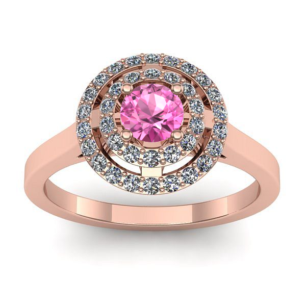 Inel logodna cu safir roz rotund