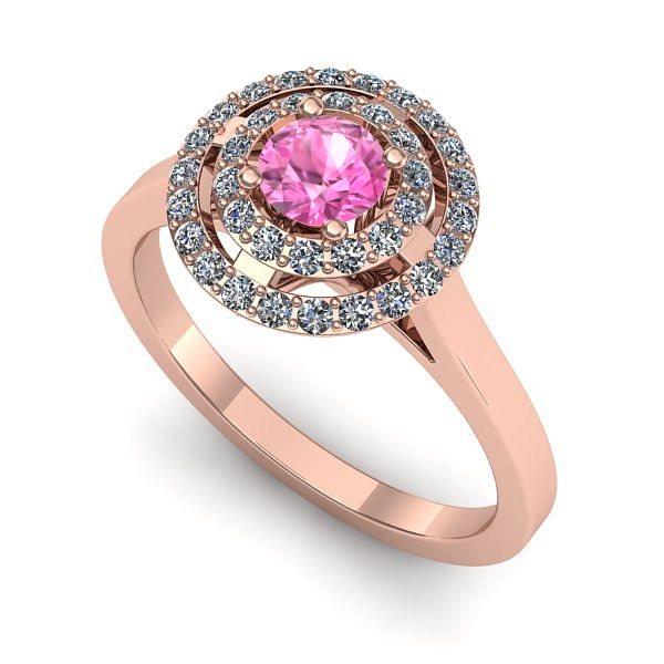 Inel din aur roz cu safir roz