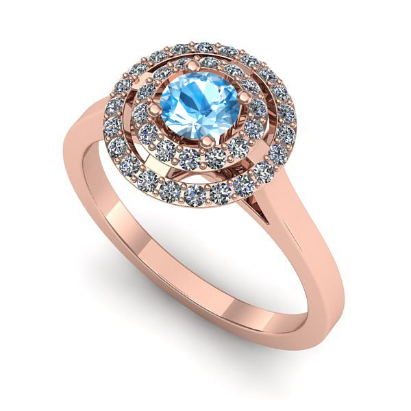 Inel din aur roz cu topaz blue