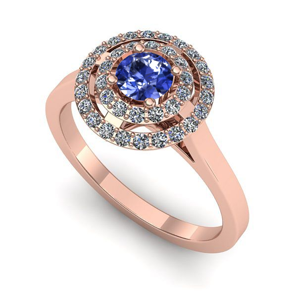 Inel de logodna din aur roz cu tanzanit