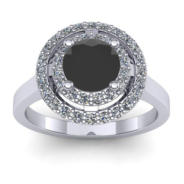Inel cu diamant negru rotund