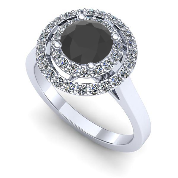 Inel de logodna din aur alb cu diamant negru
