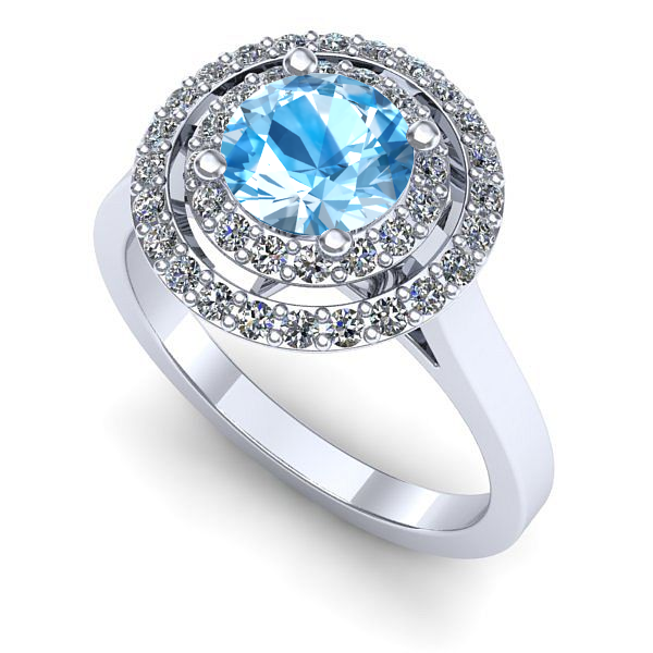 Inel de logodna din aur alb cu topaz blue