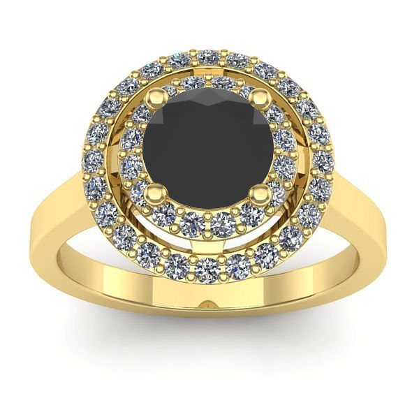 Inel logodna cu diamant negru rotund