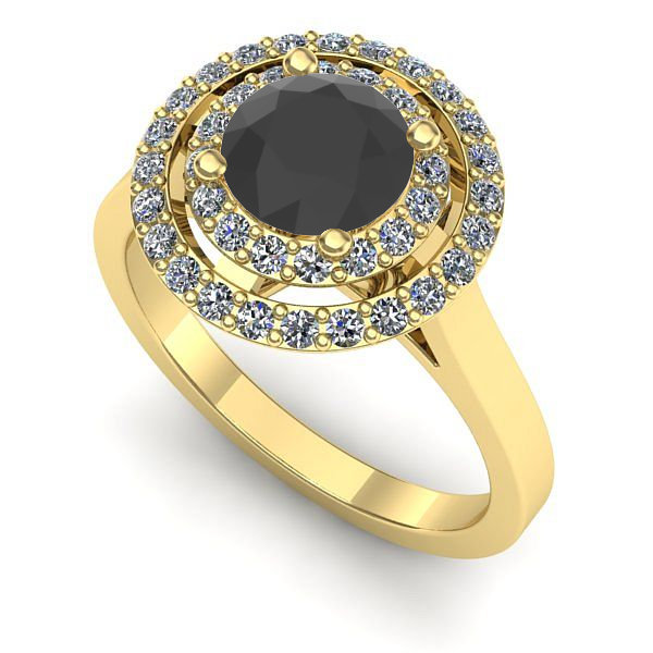 Inel de logodna din aur galben cu diamant negru