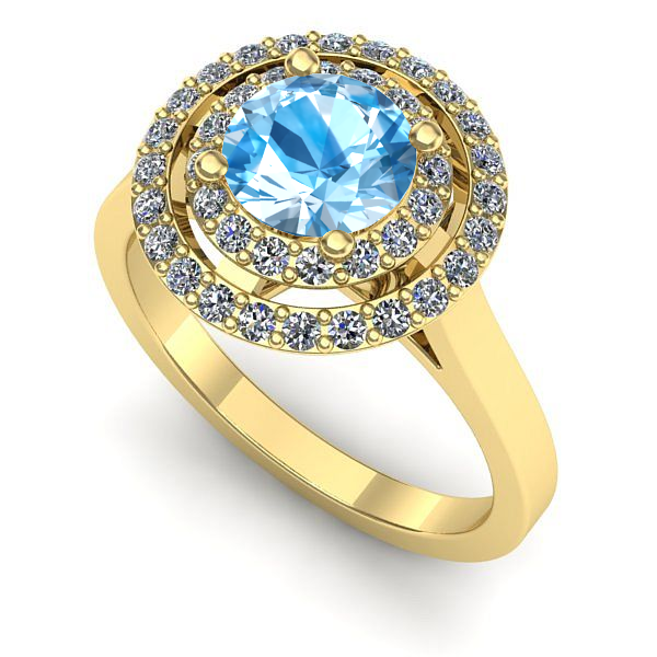 Inel din aur galben cu topaz blue