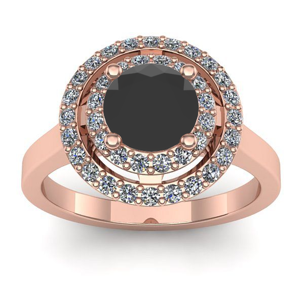 Inel logodna cu diamant negru rotund