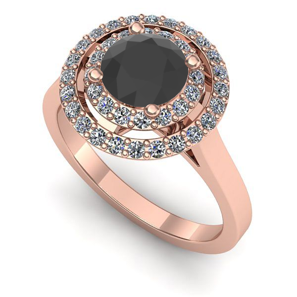 Inel de logodna din aur roz cu diamant negru