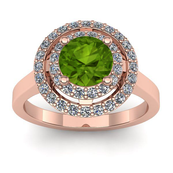 Inel cu peridot rotund