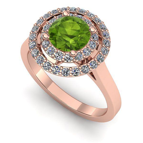 Inel logodna din aur roz cu peridot