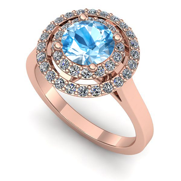 Inel logodna din aur roz cu topaz blue