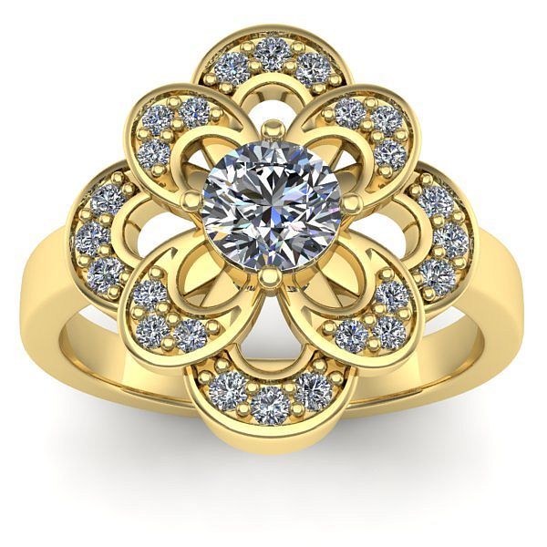 Inel cu diamant de laborator rotund